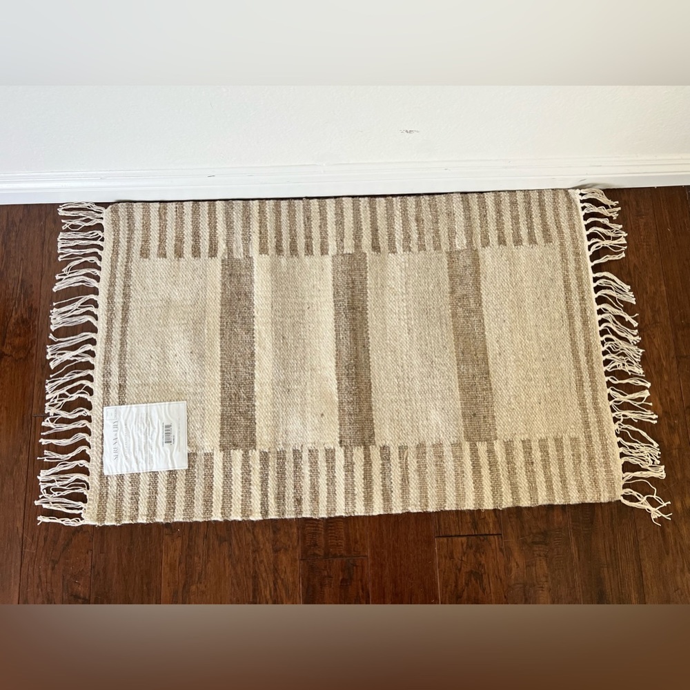 Serena and Lily Anza Striped Jute Flatweave Rug 2x3 *Brand New* Natural - Picture 2 of 5
